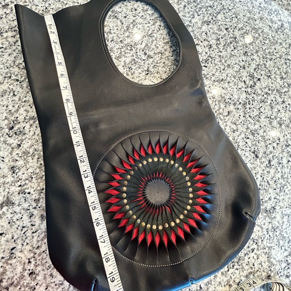 UNIQUE Leather Bag Black Boho Style Bag Purse Vintage NWOT - Picture 6 of 9